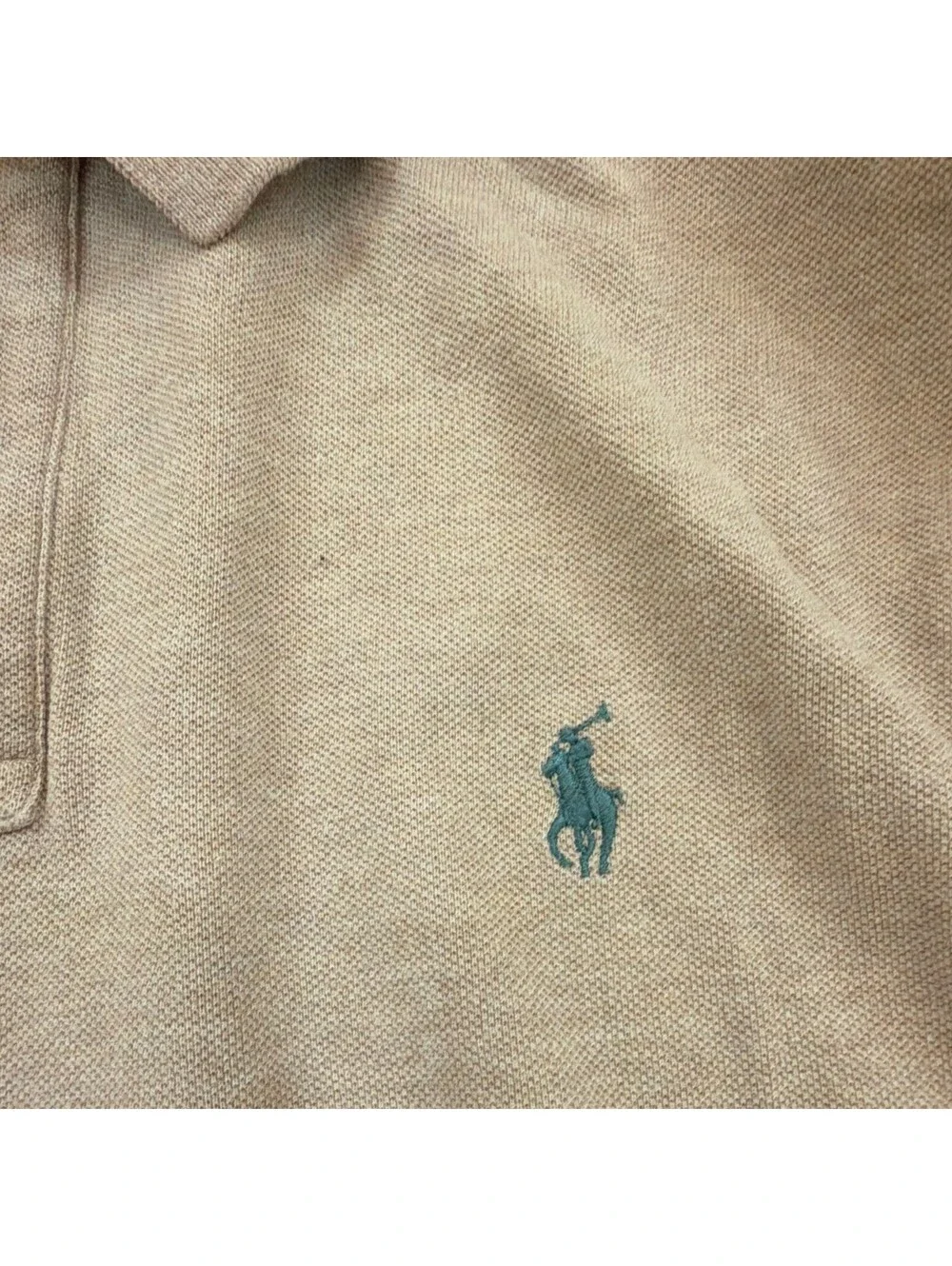 Polo Ralph Lauren Men's Polo Shirt 2XL Classic Fit Long Sleeve Beige Cotton